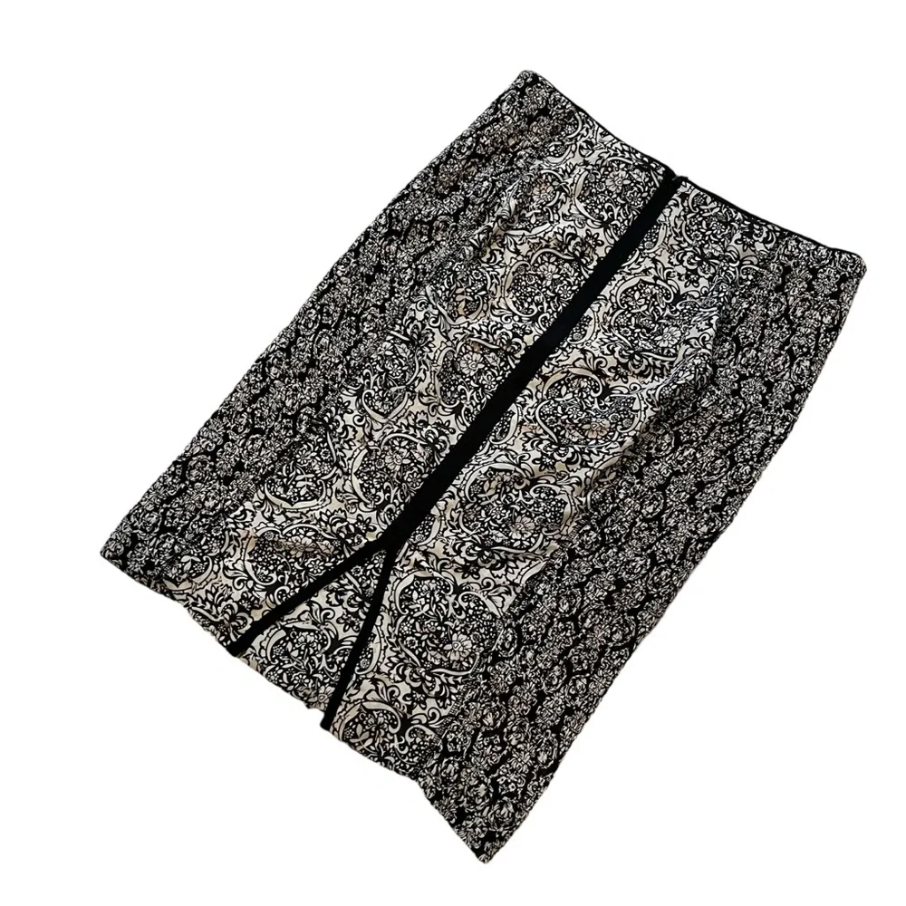 Beguile by Byron Lars Lasercut Pencil Skirt Black Cream Anthropologie, Sz 6 - Picture 10 of 13